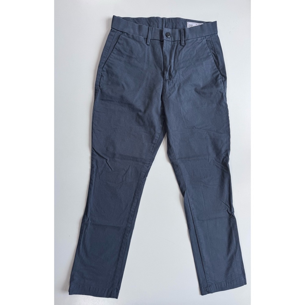 GAP Slim Performance Chino Pants Mens 28x28 Blue Solid Flat Front